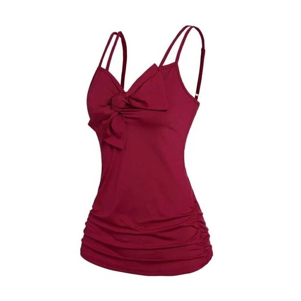 Dressfo, polyester strap blouse, red, for women, Size S, NWT